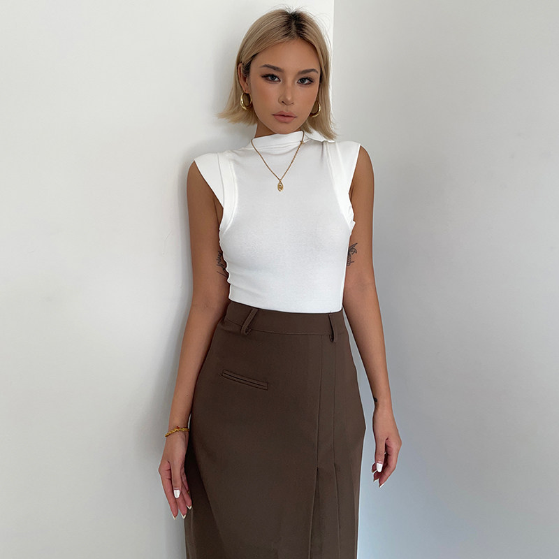 ins小飞袖半高领打底背心女假两件设计感修身美背小个子无袖T恤,女装/女士精品,背心吊带,淘宝优惠券,粉丝福利购,淘宝优惠卷