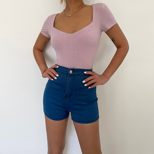 子 女百搭显瘦欧美风性感牛仔裤 超弹巨软自留款 高腰蜜桃臀牛仔短裤