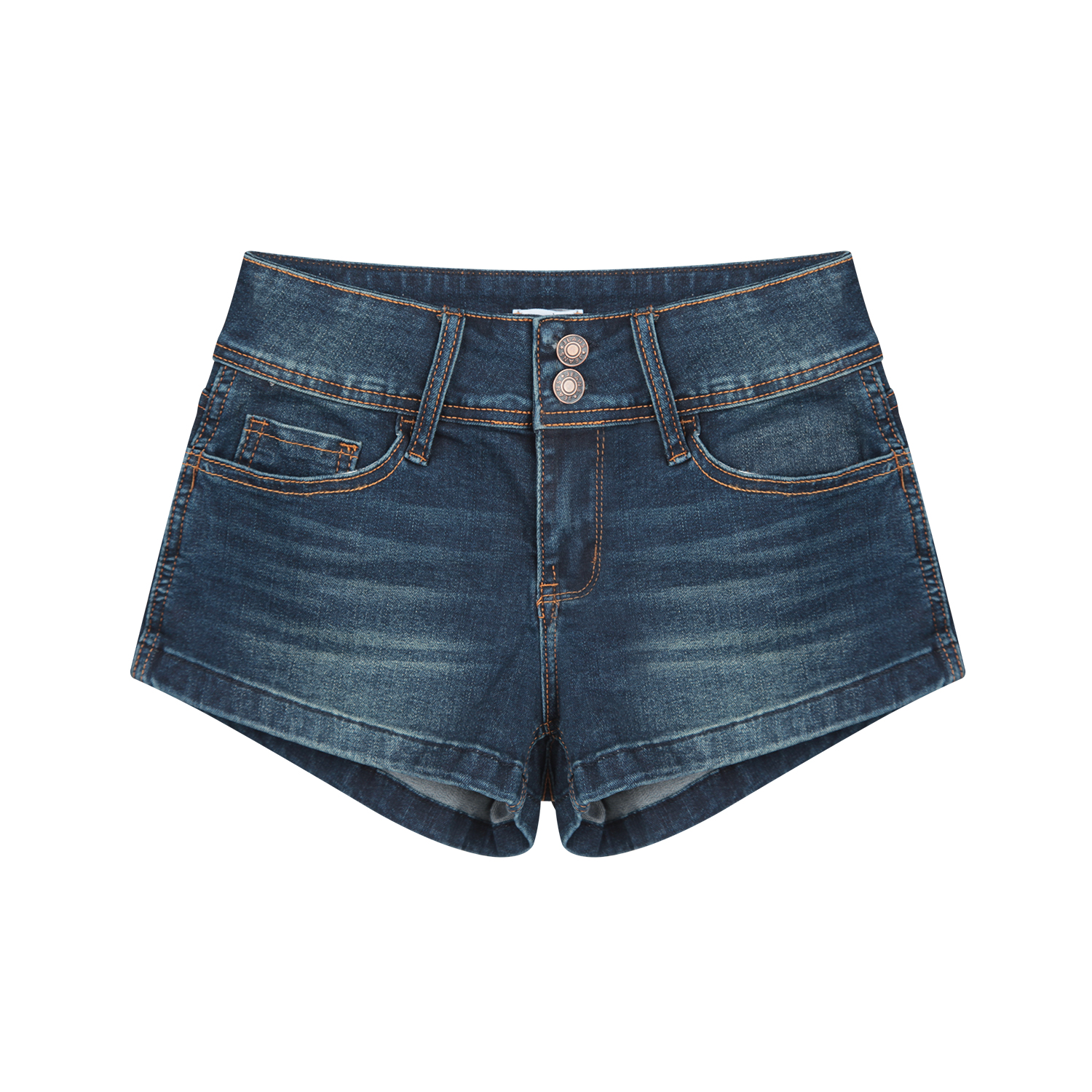 高腰双扣显瘦牛仔短裤女夏天外穿蓝色a字裤子时尚百搭紧身热裤潮