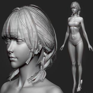 白模 gk白模练手 漂亮女孩动漫拼装分件高精3D打印游戏3d手办白模