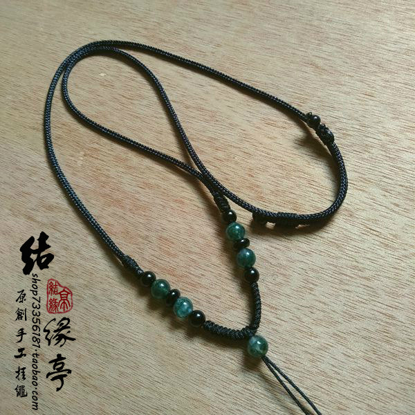 2mm粗吊坠挂绳黑色男女款翡翠平安扣貔貅挂绳调节款原创半手工