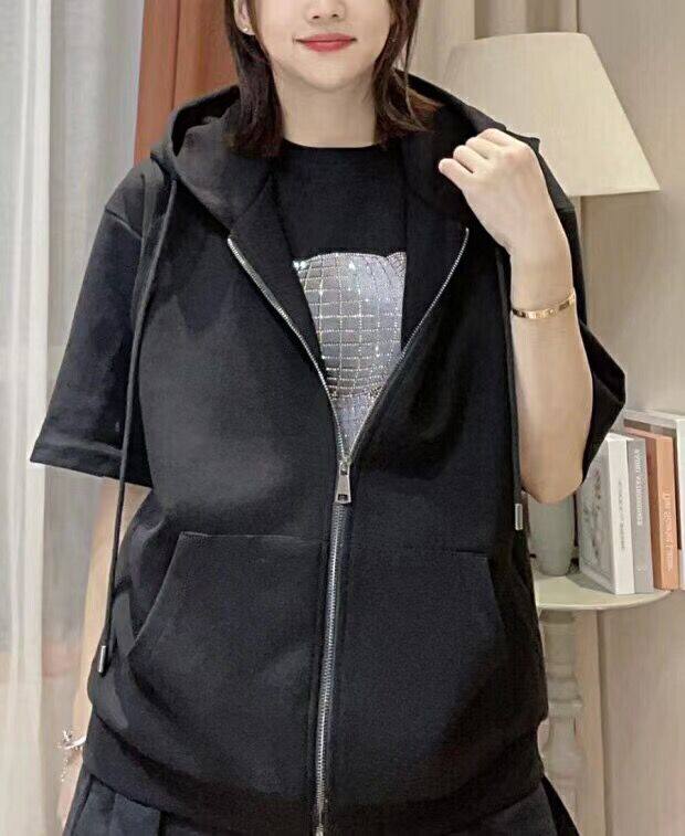 早秋新款连帽休闲宽松百搭叠穿神器背心太空棉拉链坎肩外套女装