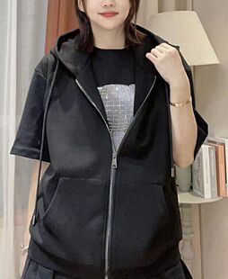 早秋新款连帽休闲宽松百搭叠穿神器背心太空棉拉链坎肩外套女装