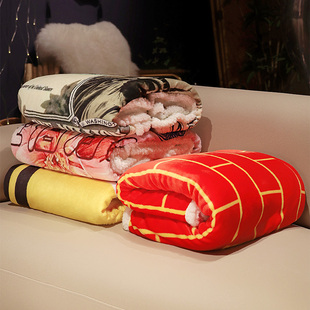 沙发披肩百万美金午睡毯子两用办公室床上用小毯子披风午休空调毯