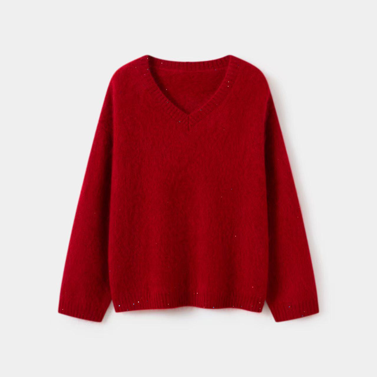 山羊绒拉绒v领羊绒衫女针织毛衣宽松亮片气质羊绒加厚打底衫内搭,女装/女士精品,羊绒衫,淘宝优惠券,粉丝福利购,淘宝优惠卷