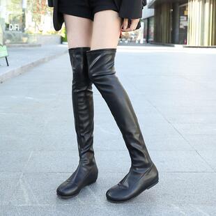 平底过膝长靴女秋冬新款加绒高筒靴低跟弹力长筒靴小众网红瘦瘦靴