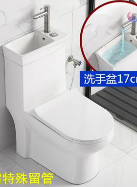 小户型家用马桶带洗手盆冲水座便器一体节水墙排地排坐便器