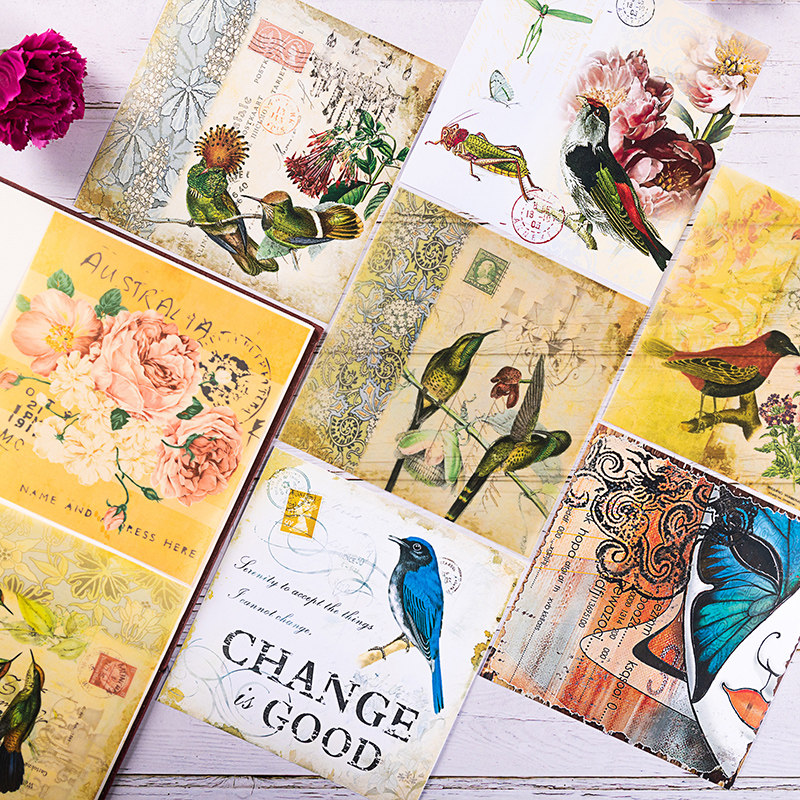 手帐diy素材纸 相册junk journal背景纸手工纸裁切纸卡纸本剪贴画
