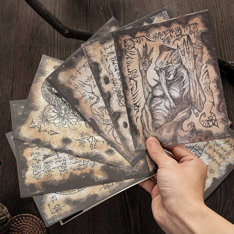 暗黑系恶灵素材12张双胶纸复古素材手帐素材纸手账装饰相册diy