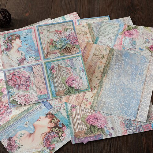 Stamperia纸本绣球花主题15张