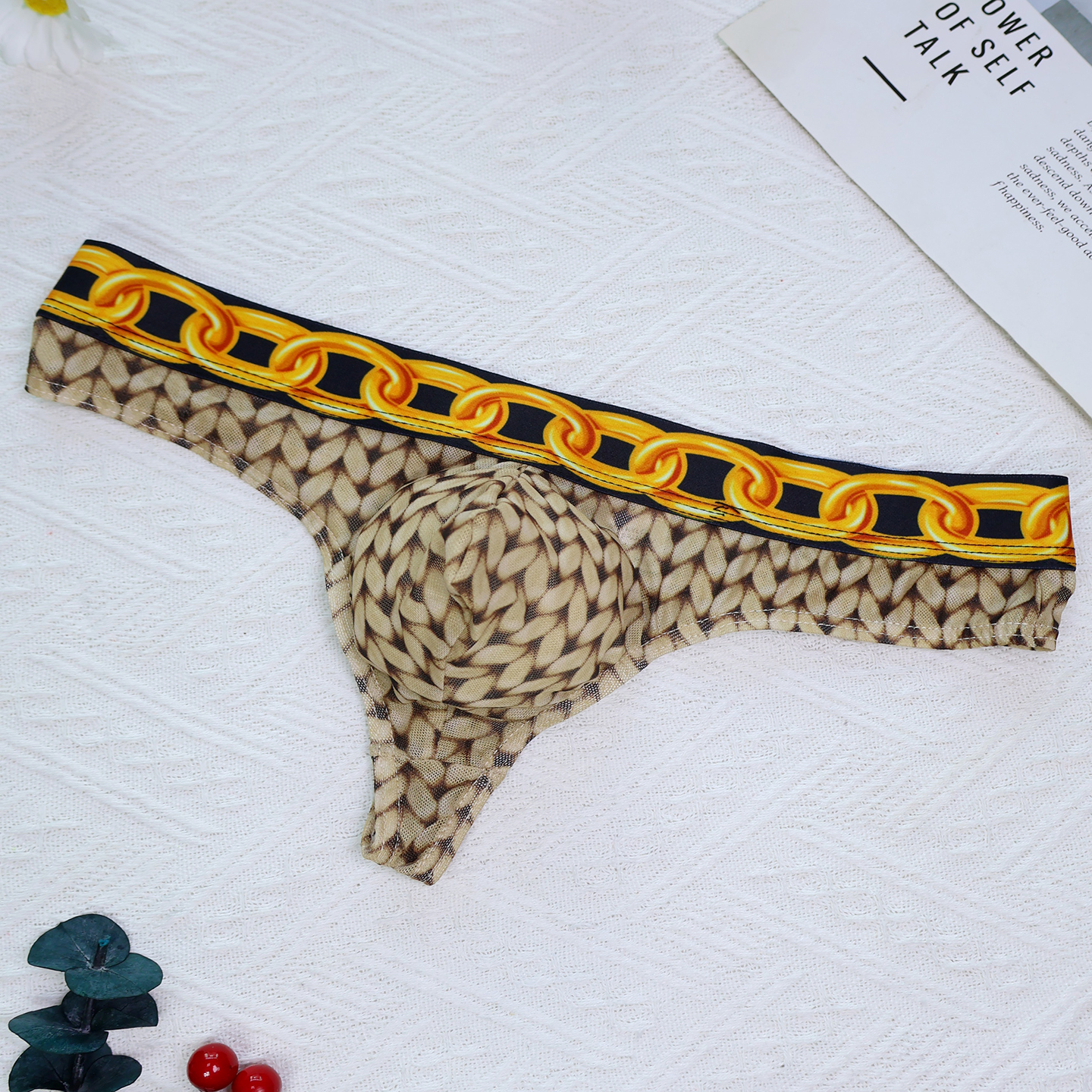 男士性感链条印花丁字内裤