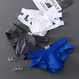 男士性感丁字裤低腰纯棉紧身提臀双丁内裤男生U凸囊袋三角短裤头