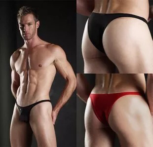 男士内裤半包臀运动薄冰丝三角裤 低腰性感青年比基尼丁字裤T裤男