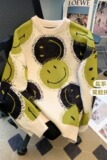 笑脸2023秋冬季新款潮流撞色提花针织衫男女宽松圆领毛衣P64，男装针织衫/毛衣，四季星座218-1