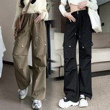 洗水棉工装裤男女2024秋季高腰束脚休闲裤阔腿美式运动裤潮款P64，男装休闲裤，四季星座218-1