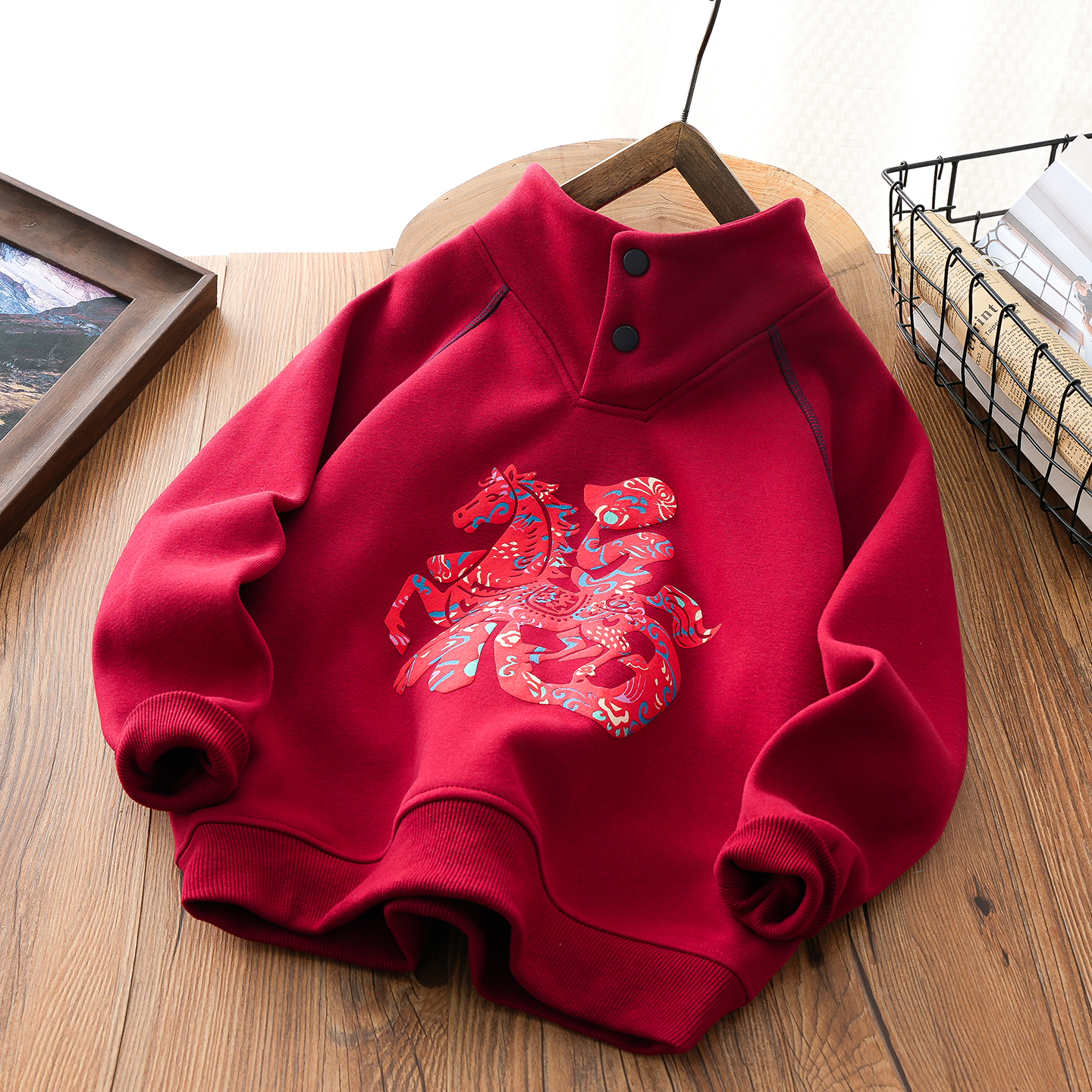 儿童马年加绒卫衣男女童拜年服