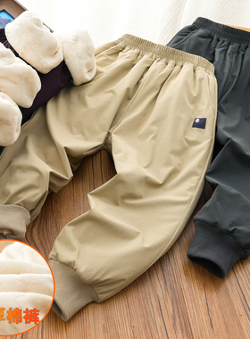 男童加厚棉裤儿童夹棉裤子休闲裤2025冬装新款中大童保暖运动裤