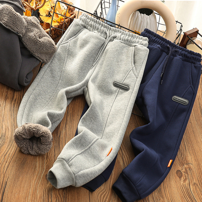 男童加绒裤子卫裤儿童加厚运动裤