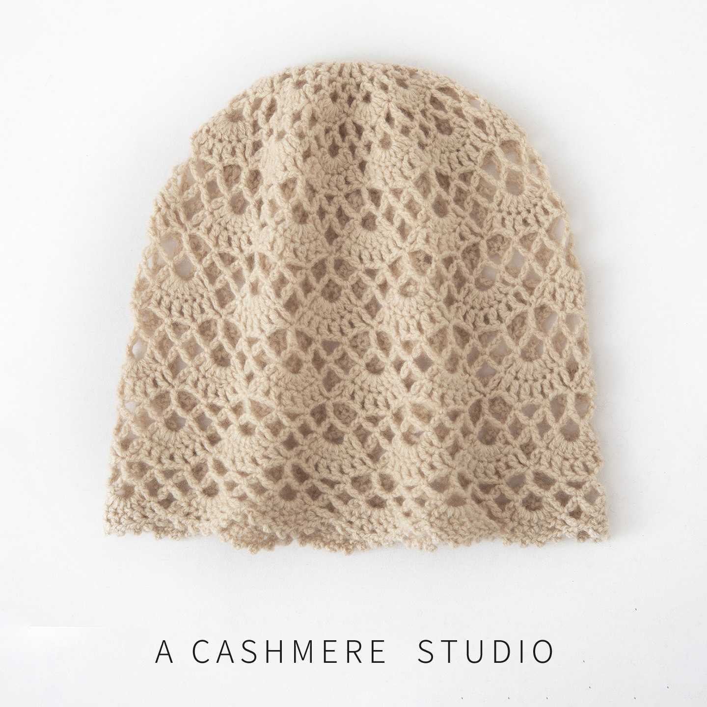 100%纯山羊绒帽子女士纯手工编织镂空钩花时尚百搭包头护耳帽