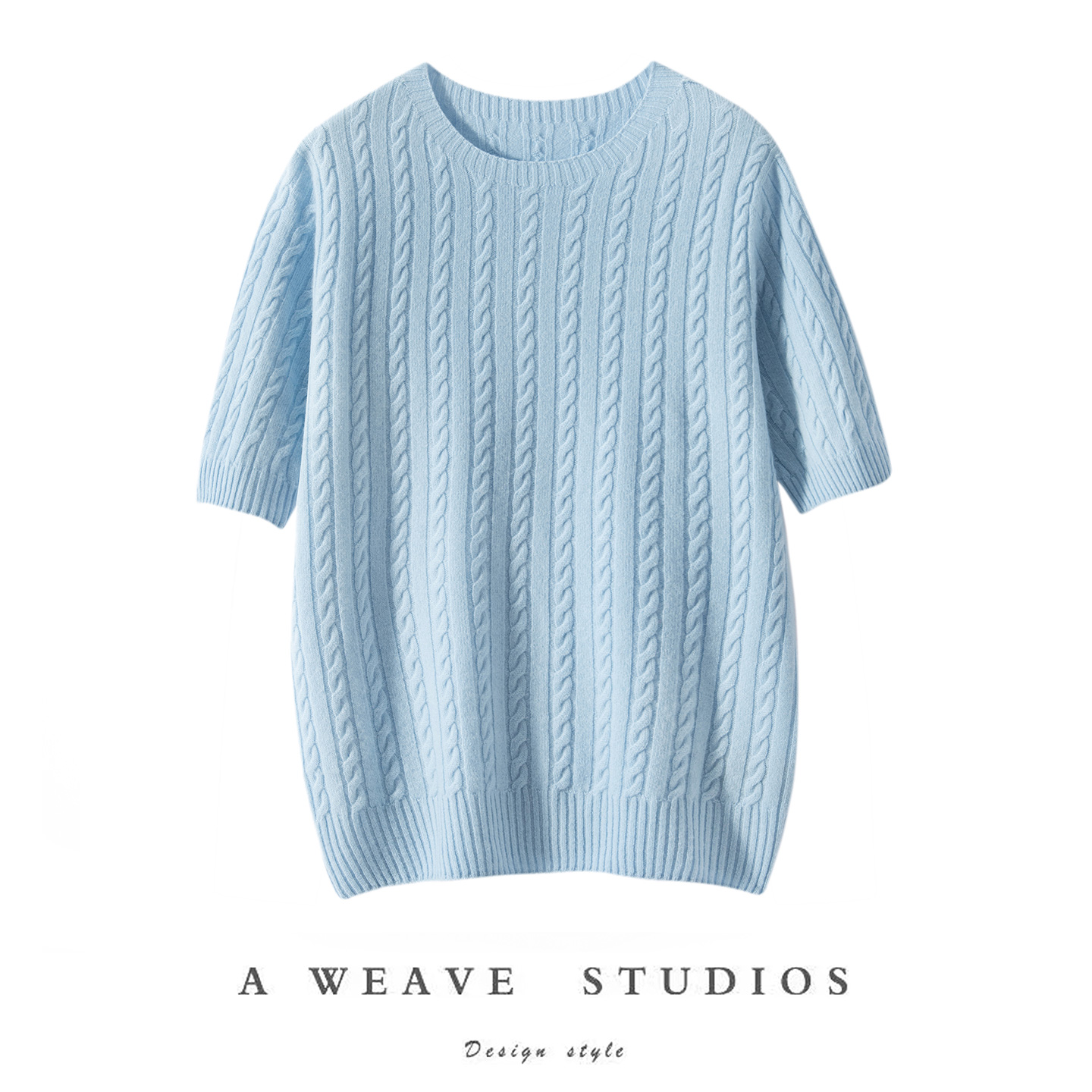 秋冬100%山羊绒女麻花短袖针织衫