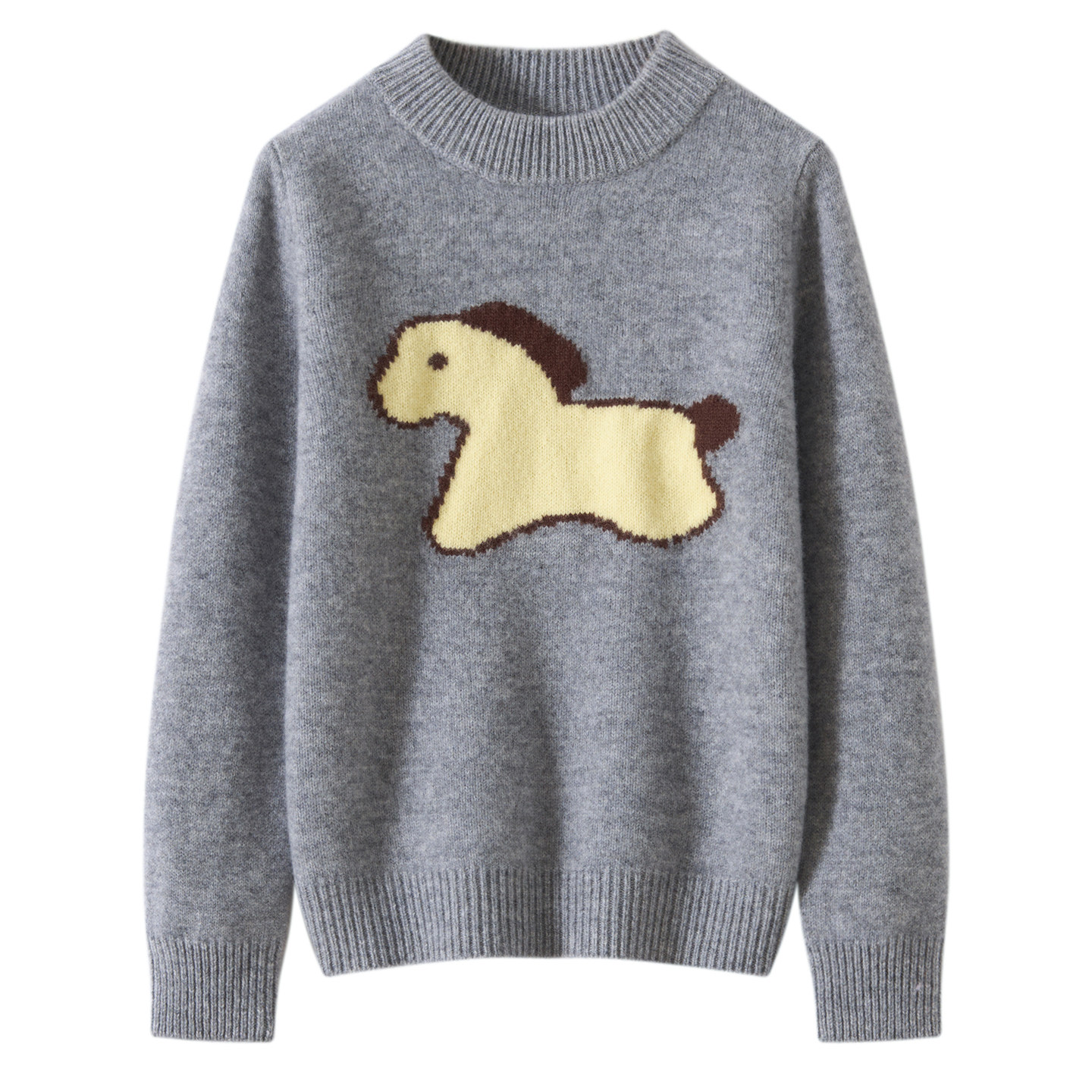 儿童秋冬100%纯羊毛衫男女童圆领套头毛衣宽卡通织打底衫加厚保暖