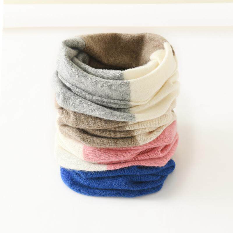 秋冬羊绒针织脖套女防寒保暖护颈椎时尚拼色韩版围巾套头小围脖男