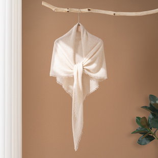 秋冬新款100%纯山羊绒三角巾女流苏针织围巾披肩两用保暖护颈围脖