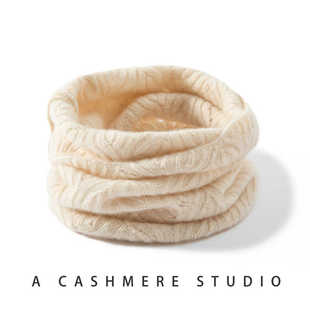 100%山羊绒脖套女保暖防寒护颈锥针织小围巾镂空轻薄软糯套头围脖