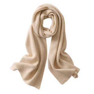 秋冬新款100%山羊绒围巾女士披肩抽条男士围脖保暖长款百搭韩版