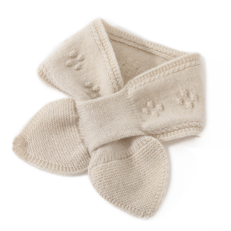 秋冬100%纯山羊绒围巾女时尚百搭针织护颈椎围脖减龄时髦穿孔围脖