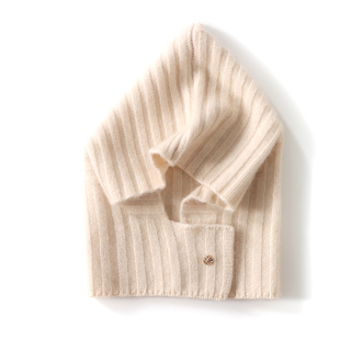 儿童帽100%纯山羊绒帽子围脖一体男女童加厚针织保暖巴拉克拉法帽