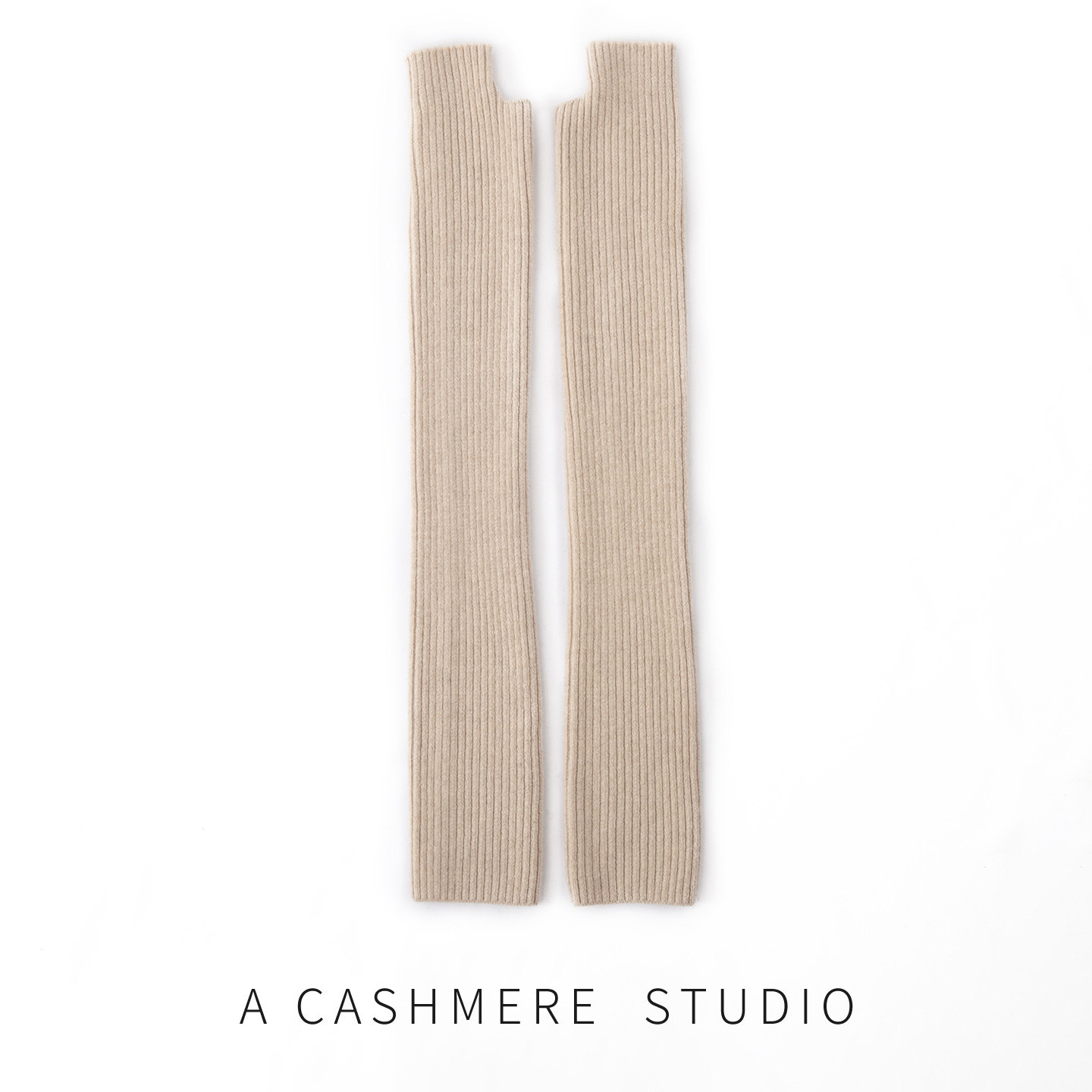 纯山羊绒加长护肘半指保暖手套女