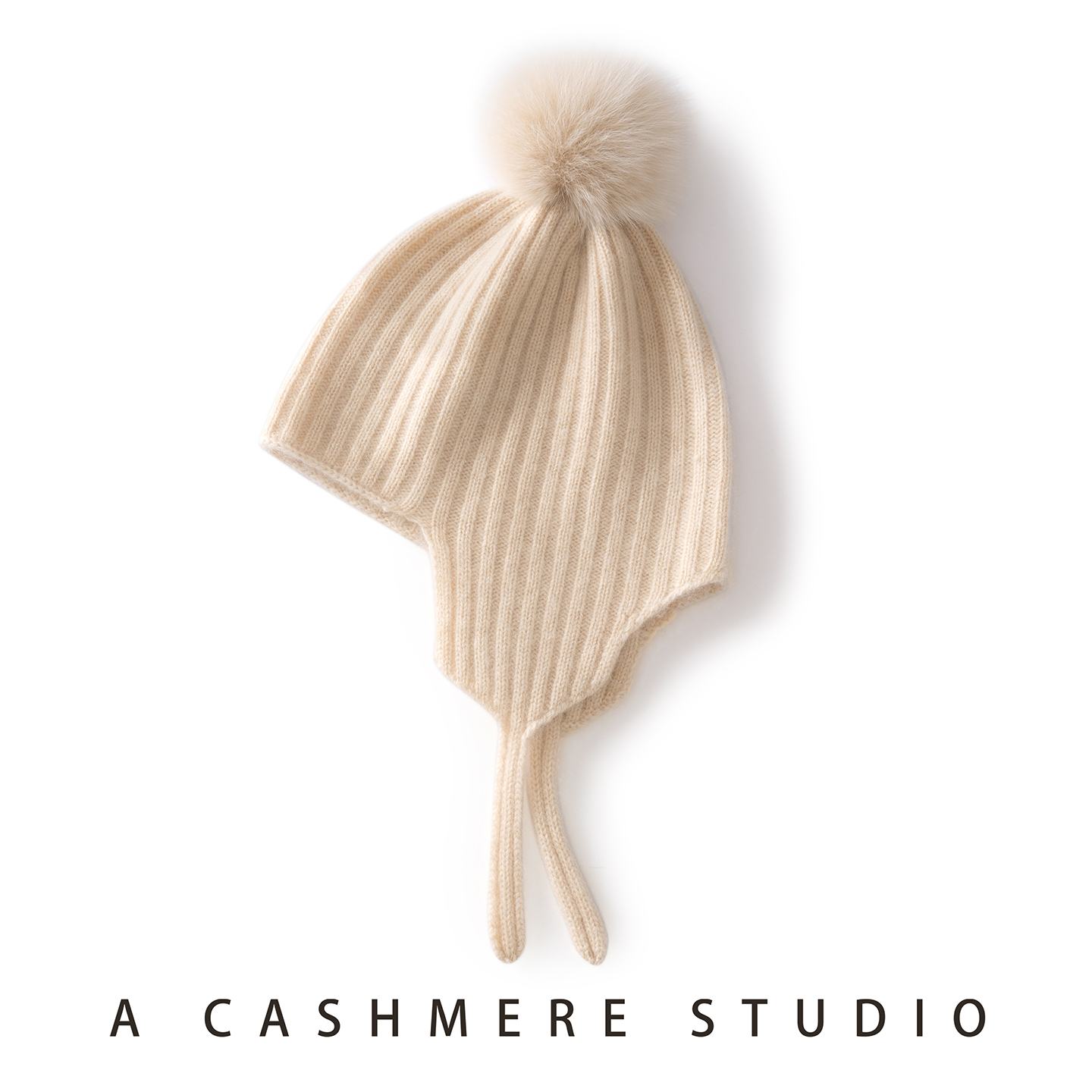 秋冬纯山羊绒毛球保暖针织帽女