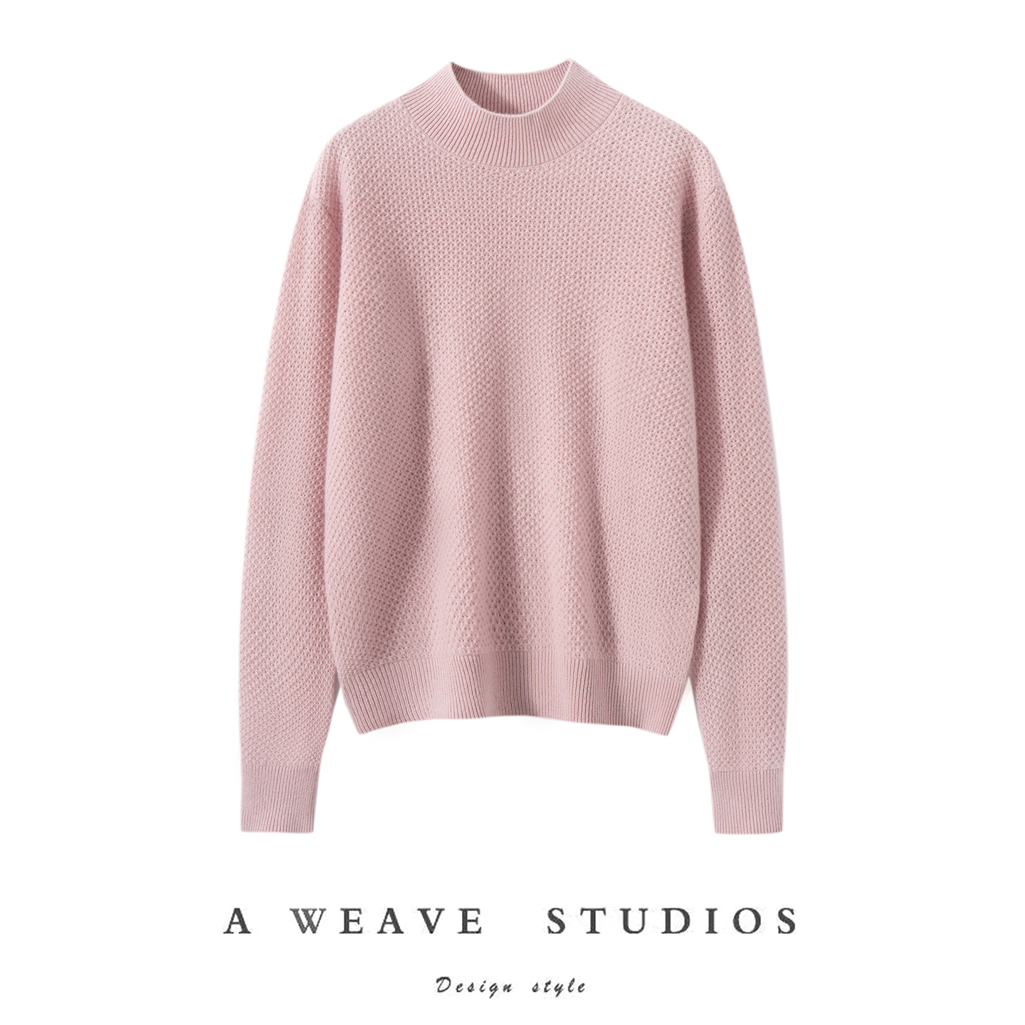 100%山羊绒衫女半高领宽松套头