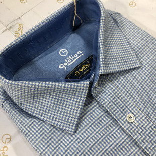秋款 衬衫 修身 版 金利来男装 含羊毛格子衬衣MSL22231746 长袖