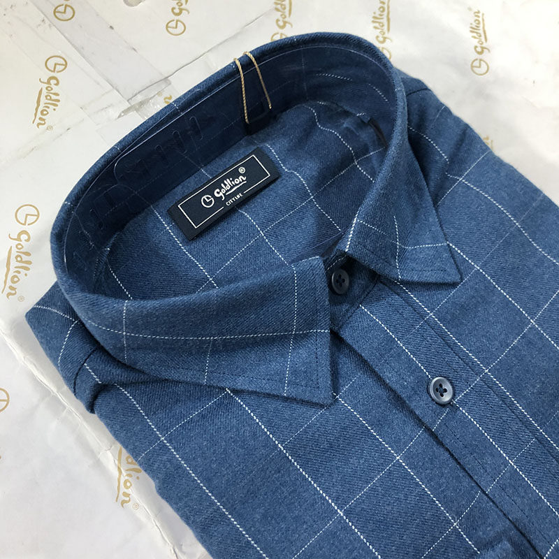 金利来男冬加绒加厚休闲长袖衬衫