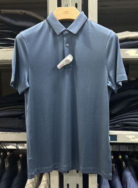 金利来男装T恤衫夏款可机洗桑蚕丝常规翻领短袖MTS22221827-65