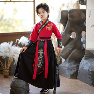 男童汉服2023新款秋冬高端儿童古风武侠古装少爷宋制唐装帅气侠客