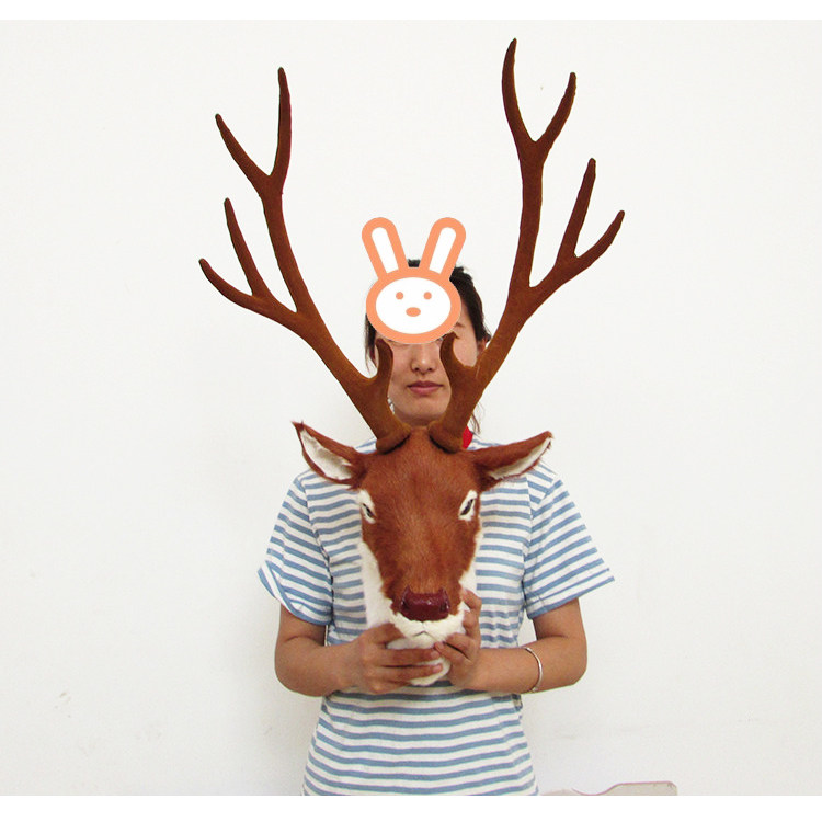 仿真鹿头仿真动物头真皮鹿头壁挂壁饰墙饰立体挂饰酒吧墙面装饰品