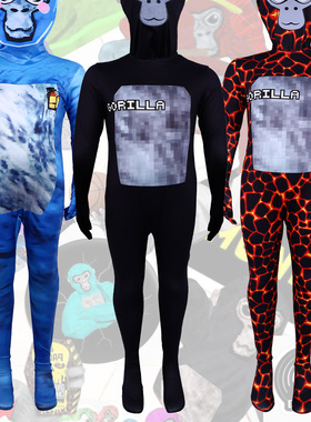 跨境热卖万圣节Gorilla Tag游戏熔岩猩猩cos连体紧身衣舞台表演服