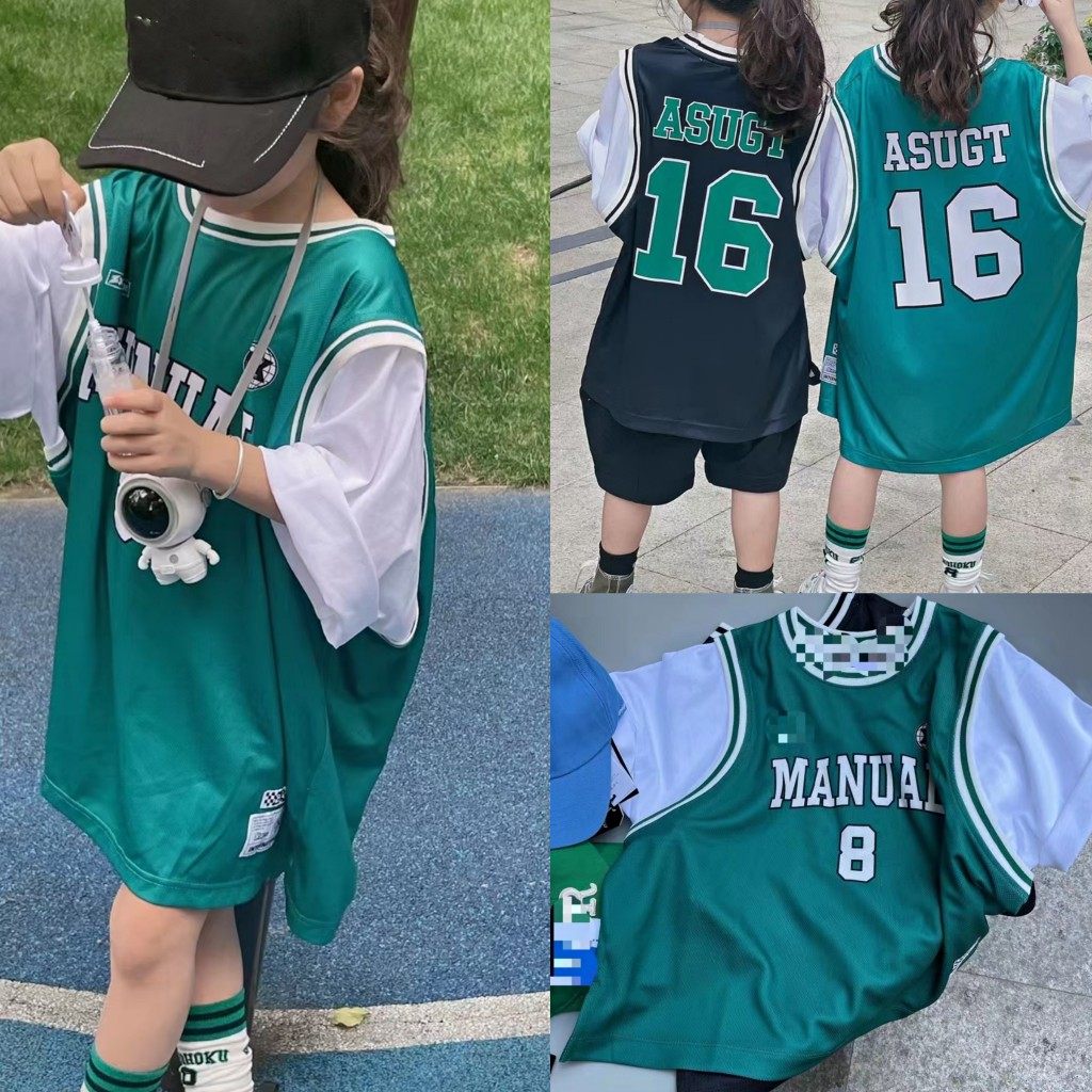 韩国潮牌童装男童纯棉短袖T恤衫夏季女童防晒衣儿童假两件球服