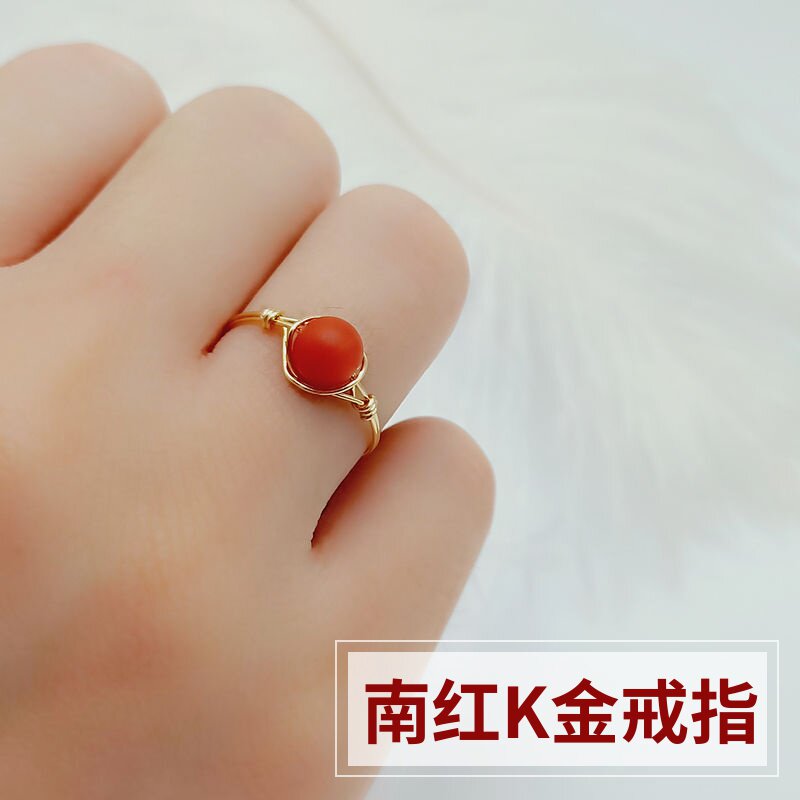 天然保山南红玛瑙戒指手工定制女