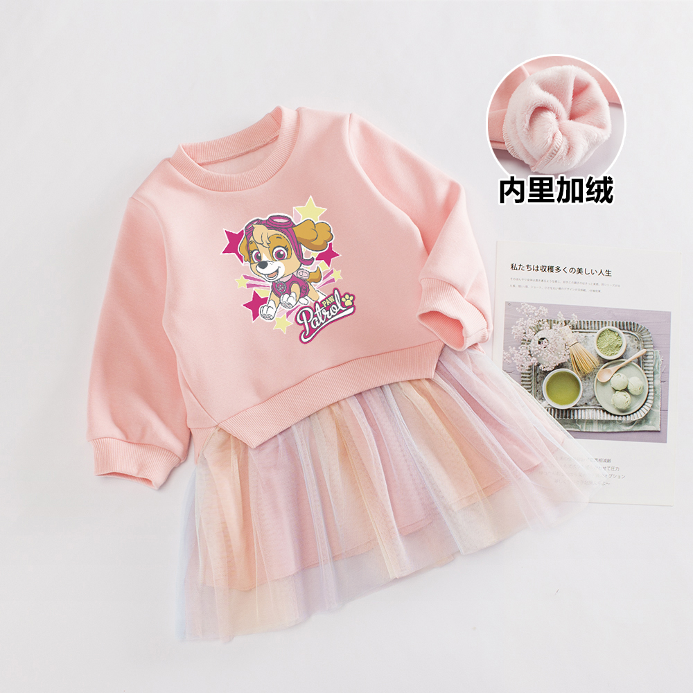 女童韩版彩虹裙子秋冬加绒连衣裙