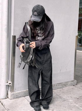 BOBO秋新款女时尚风减龄显气质个性黑色牛仔裤L535063A黑