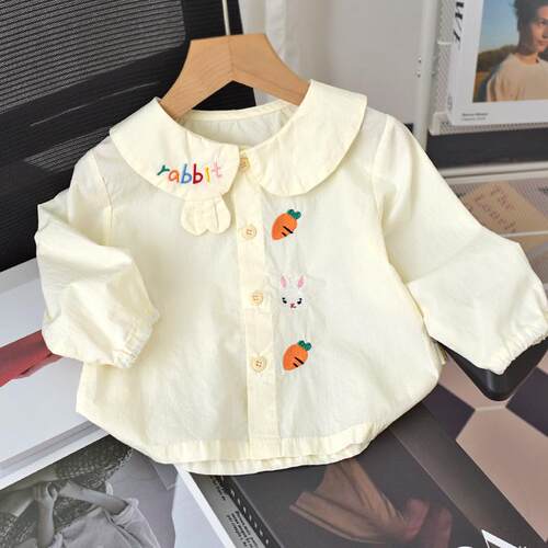 女童洋气时髦衬衫超好看公主春装宝宝衬衣婴儿长袖上衣春秋款小衫