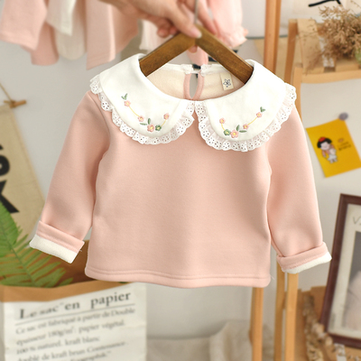 小童圆领公主长袖T恤加绒