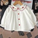衬衫 宝宝打底衫 春秋款 上衣白色娃娃衫 衬衣女纯棉女童秋装 婴儿长袖