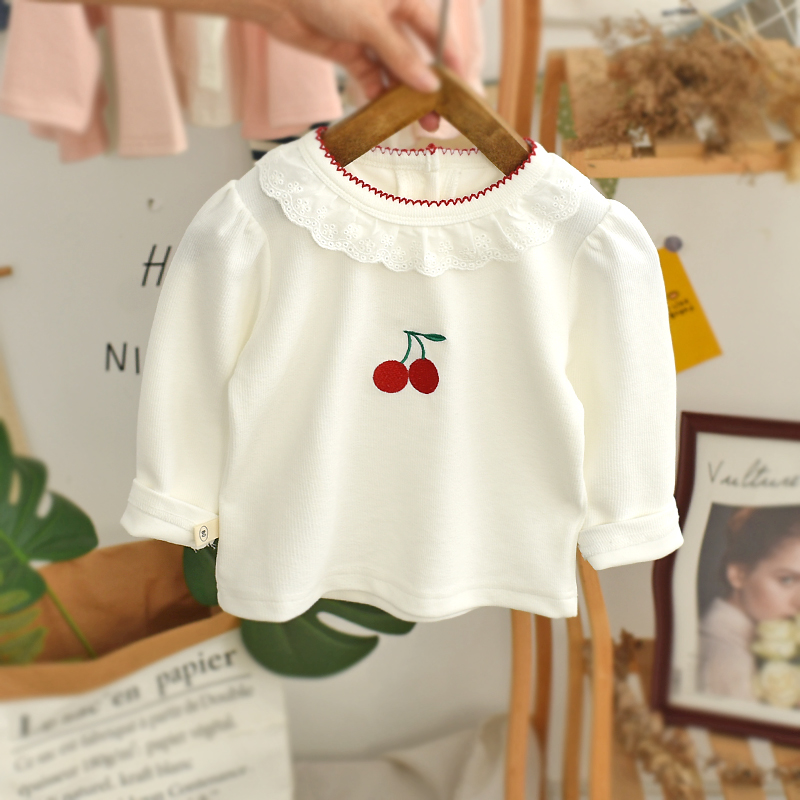小童圆领甜美长袖T恤衫