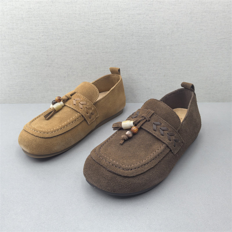 撤柜处理断码女鞋2026春款真皮一脚蹬豆豆鞋日常休闲磨砂皮平底鞋