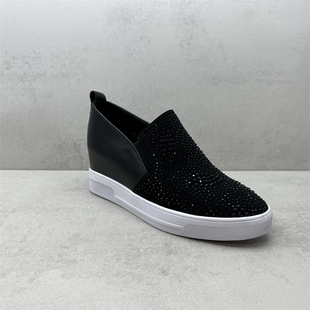 断码处理2023秋款真皮女鞋百搭休闲圆头牛皮内增高舒适水钻女单鞋